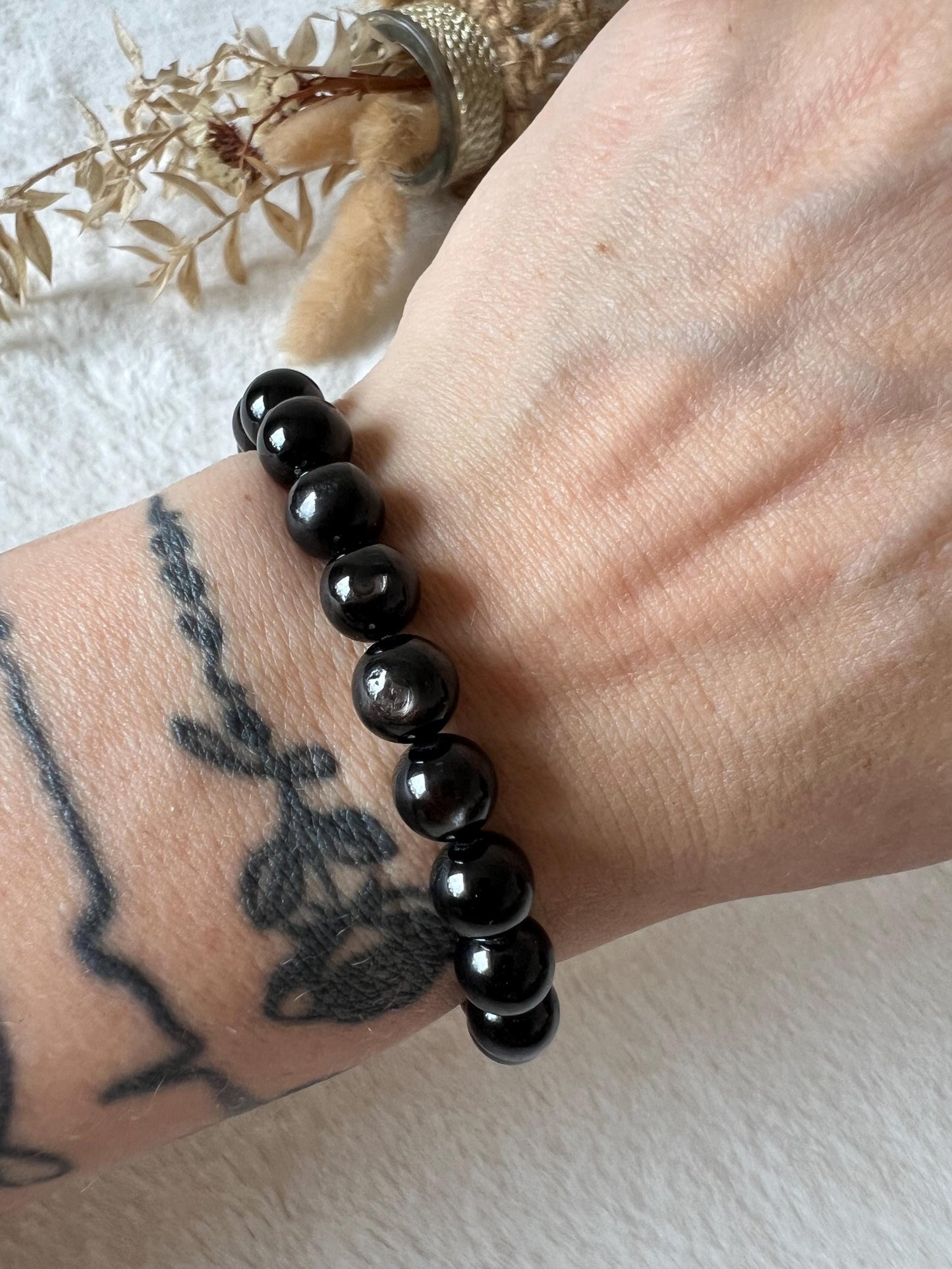 Hypersthen Armband | Edelstein Armband Schwarz | Stein für Erdung, Klarheit & innere Ruhe | Handgefertigter Kristallschmuck