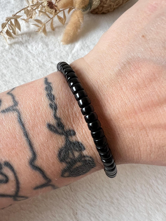 Schwarzer Obsidian | Obsidian Armband | Rondell | Kristall Armband | Schutzstein & Klarheit | Handgefertigter Edelsteinschmuck