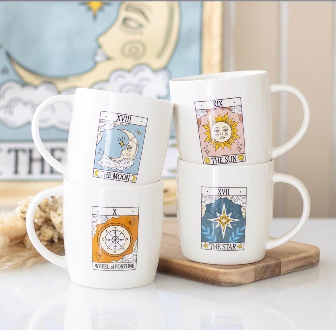 Tarot Tassen Einzeln oder Set – Mystische Keramiktassen im Vintage-Stil