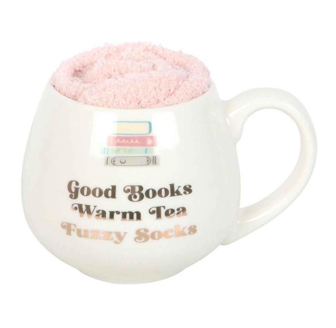 Good Books, Warm Tea & Fuzzy Socks Tasse Geschenkset