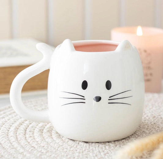 Niedliche Katzen-Tasse – 3D Keramiktasse mit Katzenschwanz-Henkel