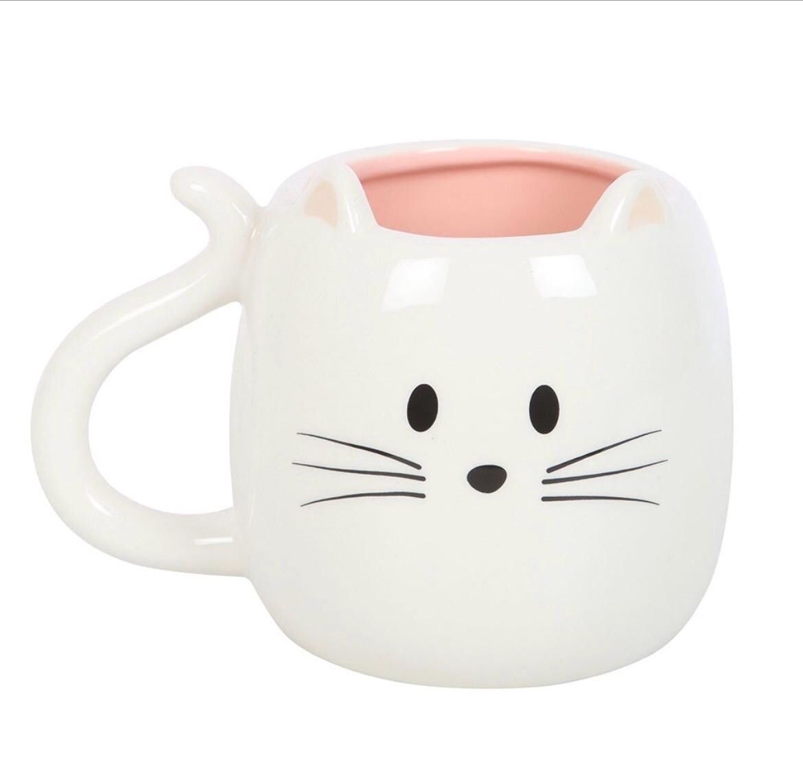 Niedliche Katzen-Tasse – 3D Keramiktasse mit Katzenschwanz-Henkel