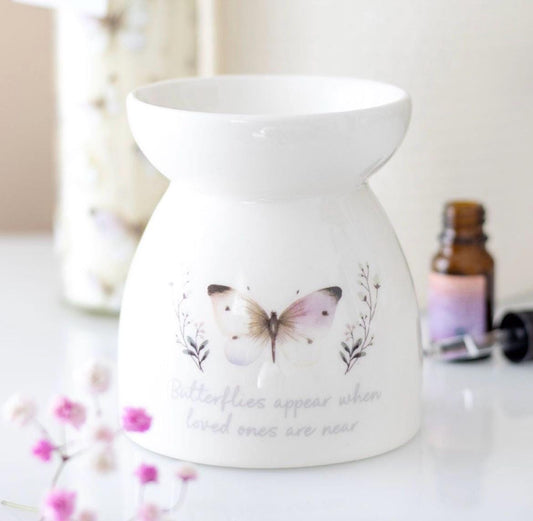 Schmetterling Wachsmelt oder Ölbrenner „Butterflies appear when loved ones are near“