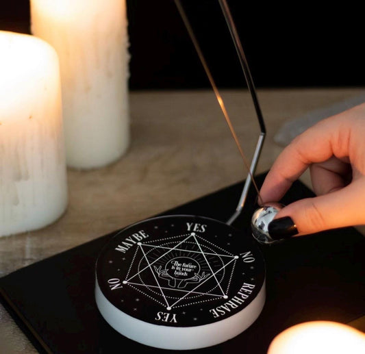 Pendel Set mit Entscheidungsboard und Metallpendel | Spirit Board, Mond, Pentagramm, Schlange, Future Hands & Ouija Style