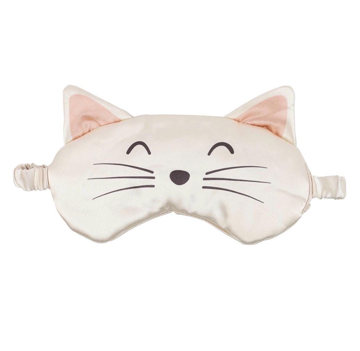 Satin Schlafmaske Katze | Niedliche Katzen Augenmaske für erholsamen Schlaf | Self Care & Wellness Geschenk