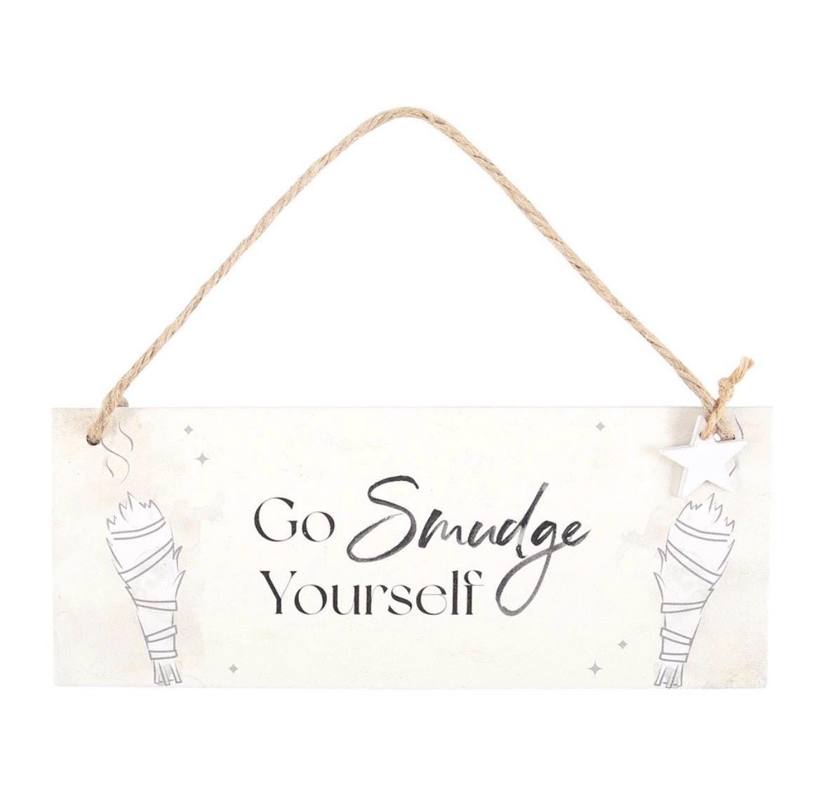 Go Smudge Yourself Holzschild | Lustiges Räuchern Schild | Hexen Deko | Spiritual Home Decor | Witchy Geschenk