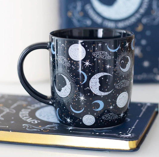 Blue Moon | Celestial Moon Phases Tasse | Mondphasen Tasse | Moon Mug | Witchy Mug | Hexentasse | Mond Deko | Spiritual Gift