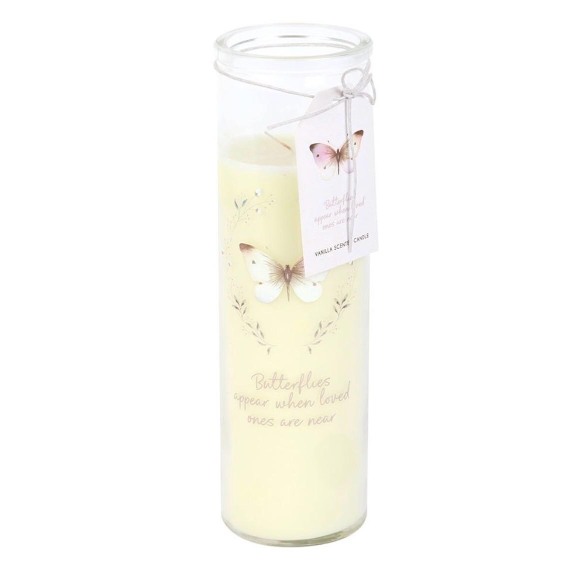 Gedenkkerze „Butterflies Appear When Loved Ones Are Near“ | Vanilleduftkerze | Erinnerungslicht | Trauerkerze | Memorial Candle
