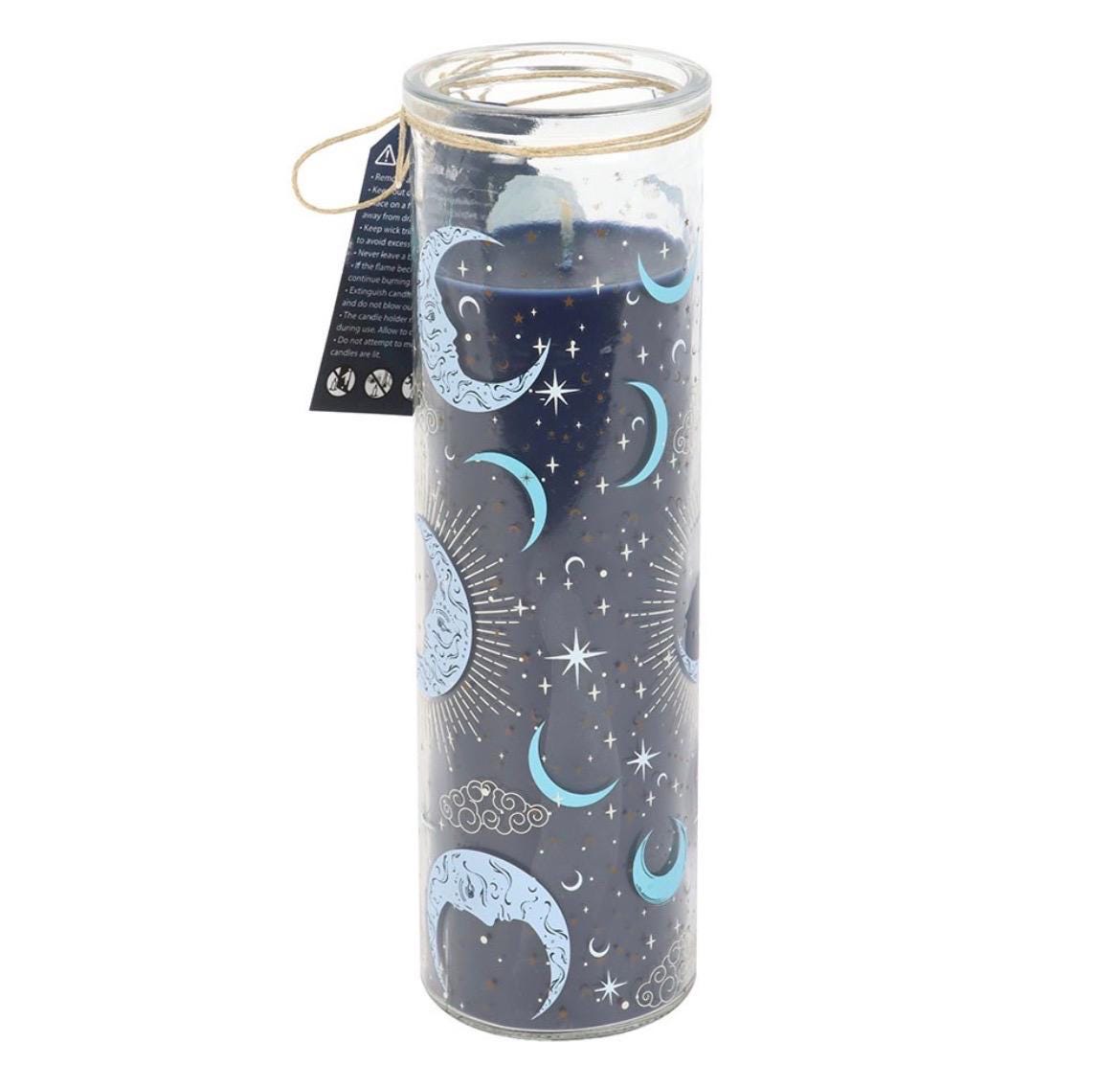 Blue Moon Duftkerze | Mondkerze im Glas | Mystische Feige Vanillekerze | Celestial Decor | Mondphasen Kerze