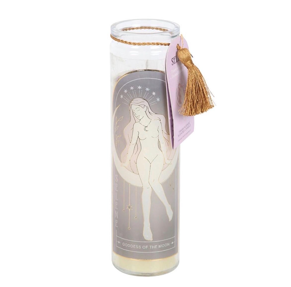 Göttinnen Duftkerze mit Kristallen | Selene, Athena oder Aphrodite | Spirituelle Kerze | Kristallkerze | Geschenk für Hexen & Mondliebhaber