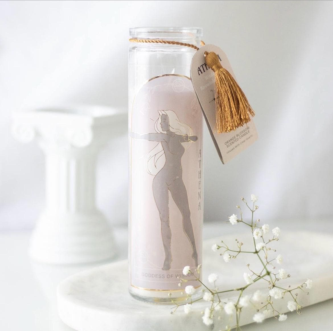 Göttinnen Duftkerze mit Kristallen | Selene, Athena oder Aphrodite | Spirituelle Kerze | Kristallkerze | Geschenk für Hexen & Mondliebhaber