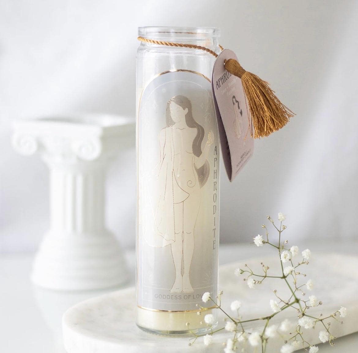 Göttinnen Duftkerze mit Kristallen | Selene, Athena oder Aphrodite | Spirituelle Kerze | Kristallkerze | Geschenk für Hexen & Mondliebhaber