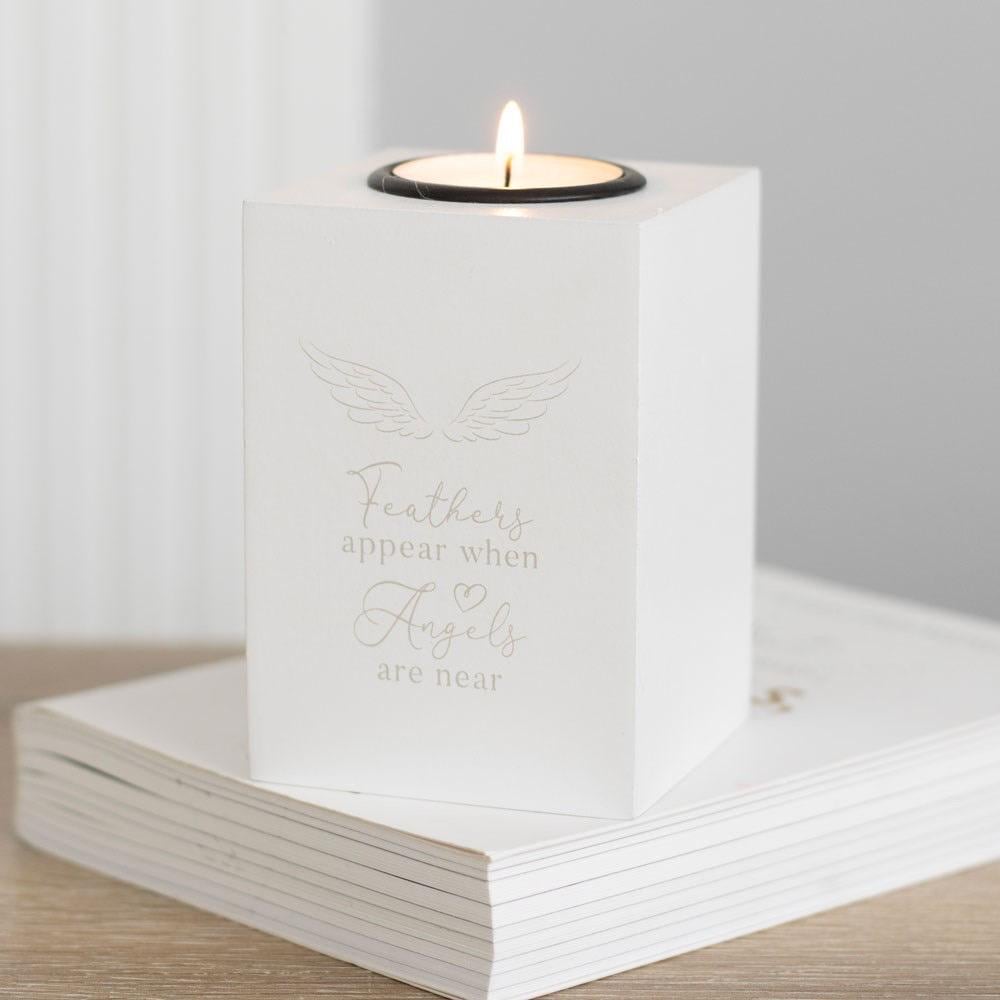 Feathers Appear When Angels Are Near Teelichthalter | Engel Geschenk | Erinnerungslicht | Trauer Geschenk