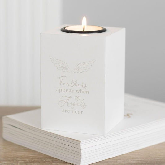 Feathers Appear When Angels Are Near Teelichthalter | Engel Geschenk | Erinnerungslicht | Trauer Geschenk