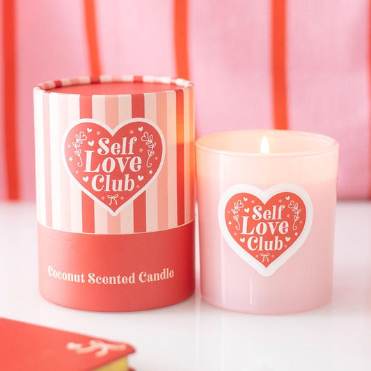 Self Love Club Duftkerze – Kokosnuss | Geschenk für dich selbst | Rosa Kerze | Self Care & Achtsamkeit