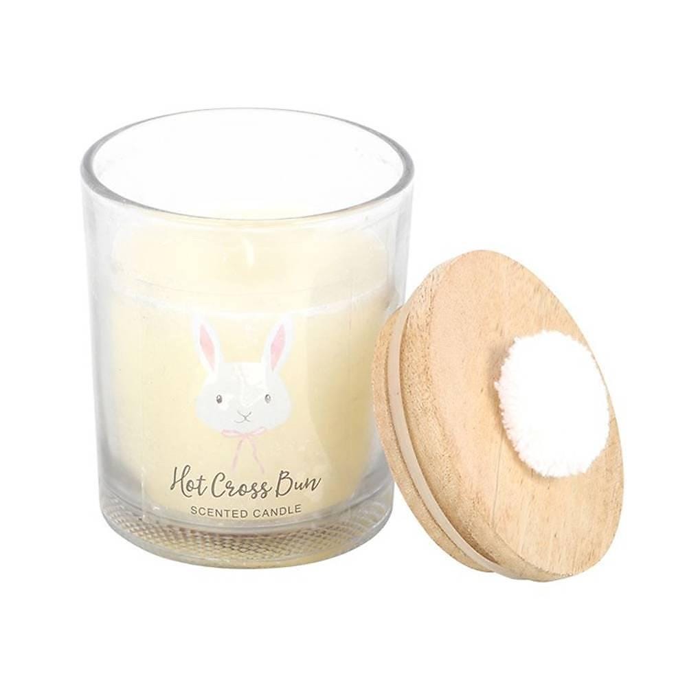 Hot Cross Bun Kerze | Duftkerze im Glas | Osterkerze mit Holzdeckel | Süßer Gebäckduft | Frühlings Kerze