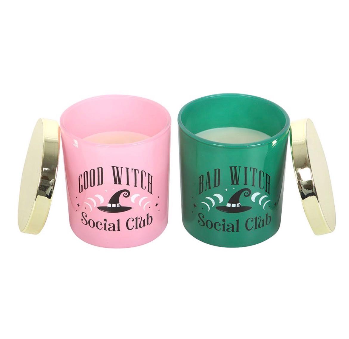 Good Witch & Bad Witch Kerzen | Duftkerzen Set | Pink Grapefruit und Grüner Apfel | Hexen Geschenkset | Wicca Deko