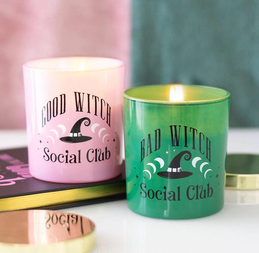 Good Witch & Bad Witch Kerzen | Duftkerzen Set | Pink Grapefruit und Grüner Apfel | Hexen Geschenkset | Wicca Deko