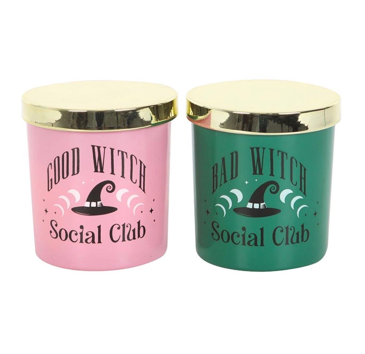 Good Witch & Bad Witch Kerzen | Duftkerzen Set | Pink Grapefruit und Grüner Apfel | Hexen Geschenkset | Wicca Deko