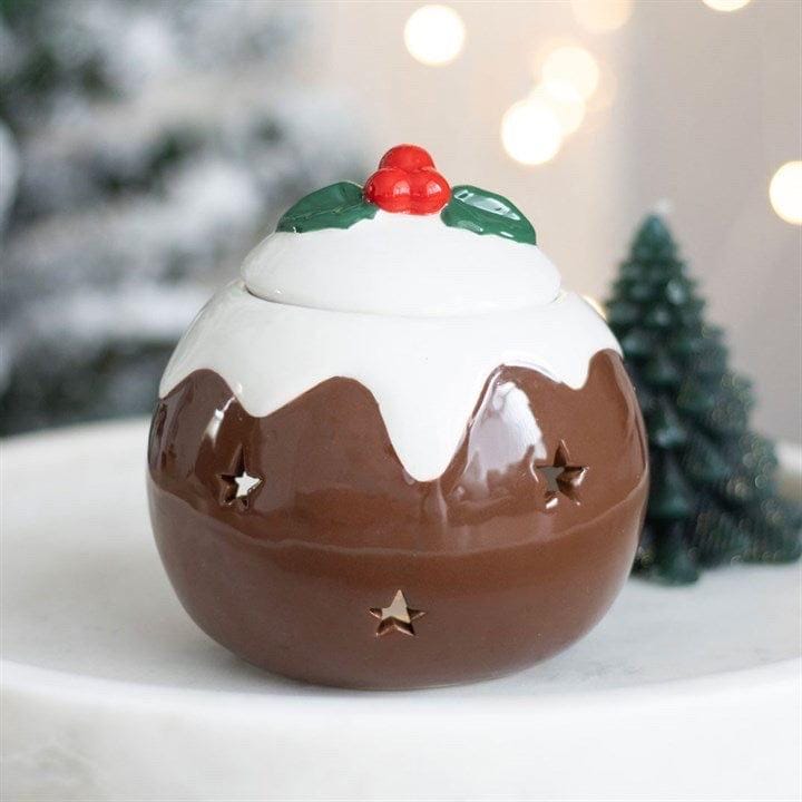 Weihnachts Pudding Ölbrenner | Duftlampe | Christmas Pudding Wax Melt Burner | Keramik Duftstövchen | Winterdeko & Weihnachtsgeschenk