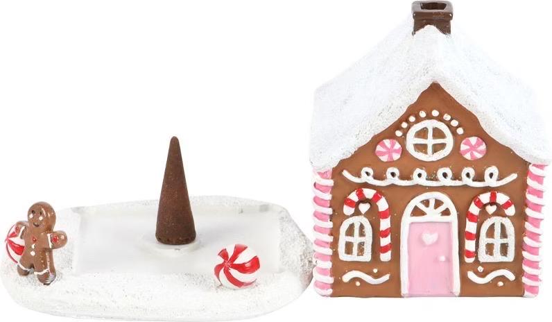 Räucherkegel Lebkuchenhaus | Räucherhaus | Weihnachtlicher Räucherkegelhalter | Gingerbread House Incense Burner | Christmas Cottage Deko