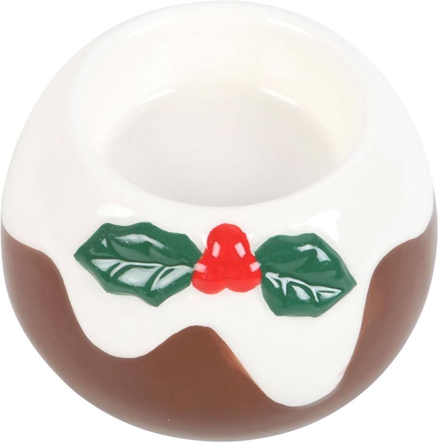 Christmas Pudding Teelichthalter | Weihnachtlicher Kerzenhalter | Pudding Keramik Deko | Weihnachtsdeko