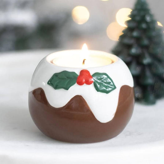 Christmas Pudding Teelichthalter | Weihnachtlicher Kerzenhalter | Pudding Keramik Deko | Weihnachtsdeko