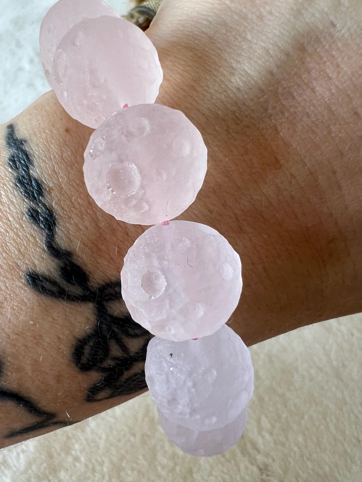 Rosenquarz Mond Armband | Moon Bracelet | Mond Schmuck aus Rosenquarz | Edelstein Armband | Naturstein Schmuck | Geschenk für Sie