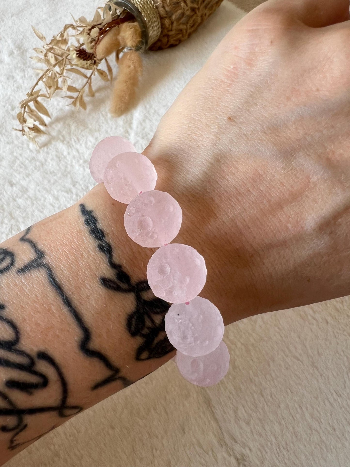 Rosenquarz Mond Armband | Moon Bracelet | Mond Schmuck aus Rosenquarz | Edelstein Armband | Naturstein Schmuck | Geschenk für Sie