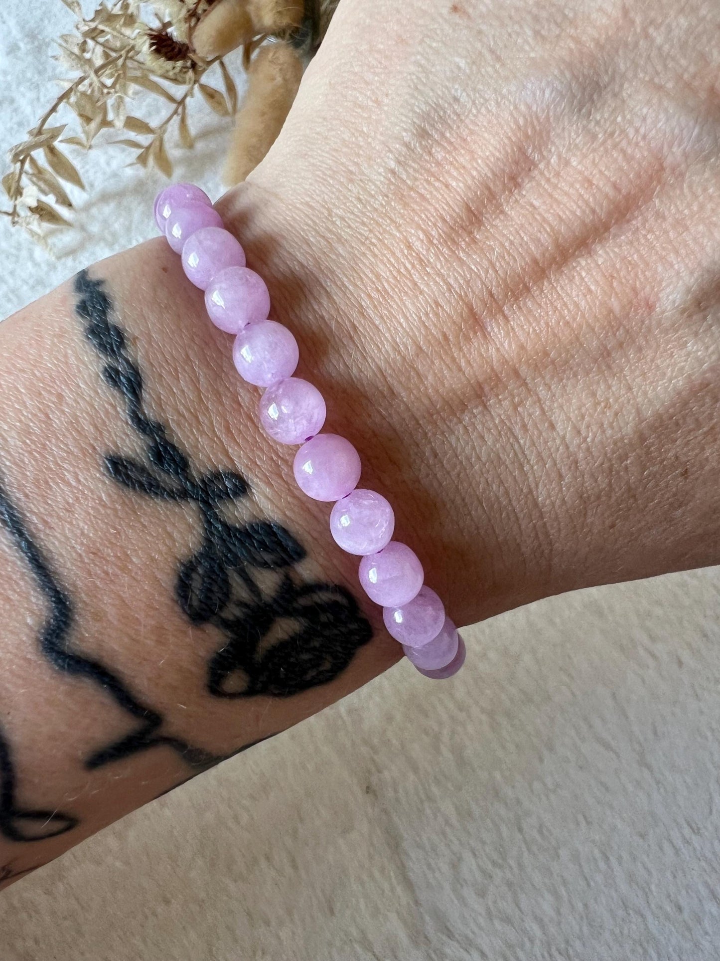 Rosa Kunzit Armband | Echter Kunzit Schmuck | Zartrosa Edelstein Armband | Naturstein Schmuck | Geschenk für Sie