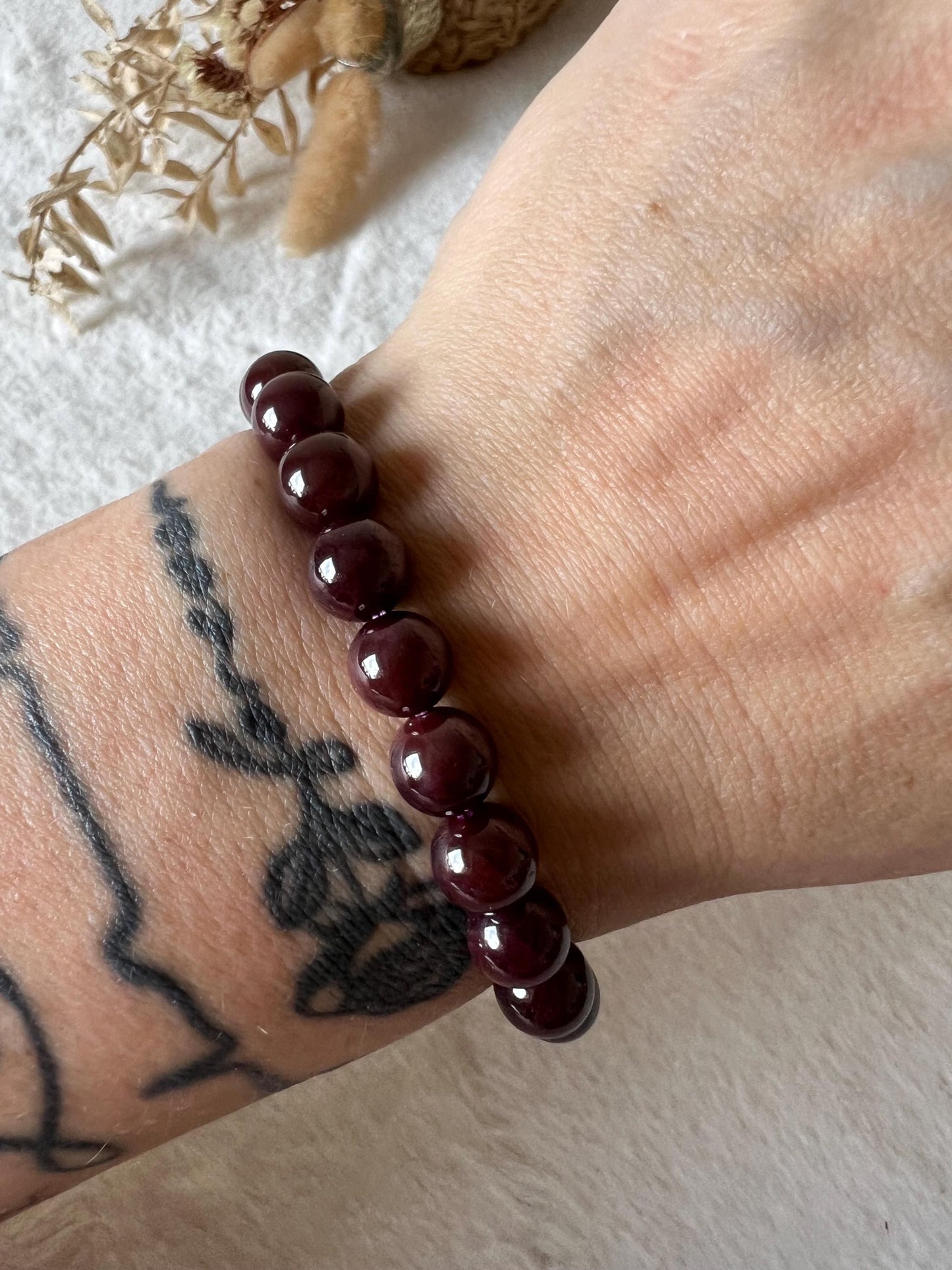 Stern Granat Armband | Echter Stern Granat | Bordeauxroter Edelstein Schmuck | Naturstein Armband