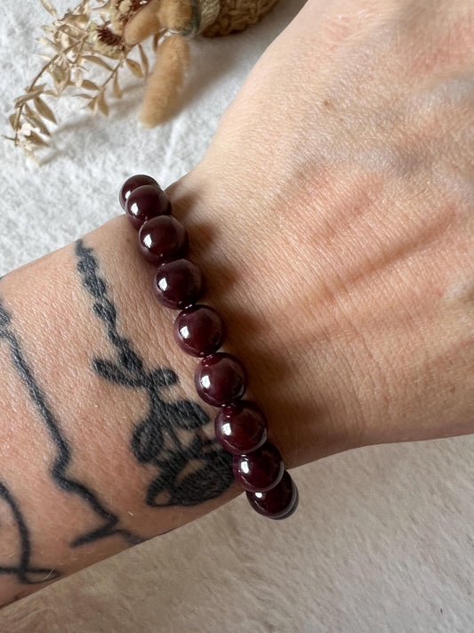 Stern Granat Armband | Echter Stern Granat | Bordeauxroter Edelstein Schmuck | Naturstein Armband
