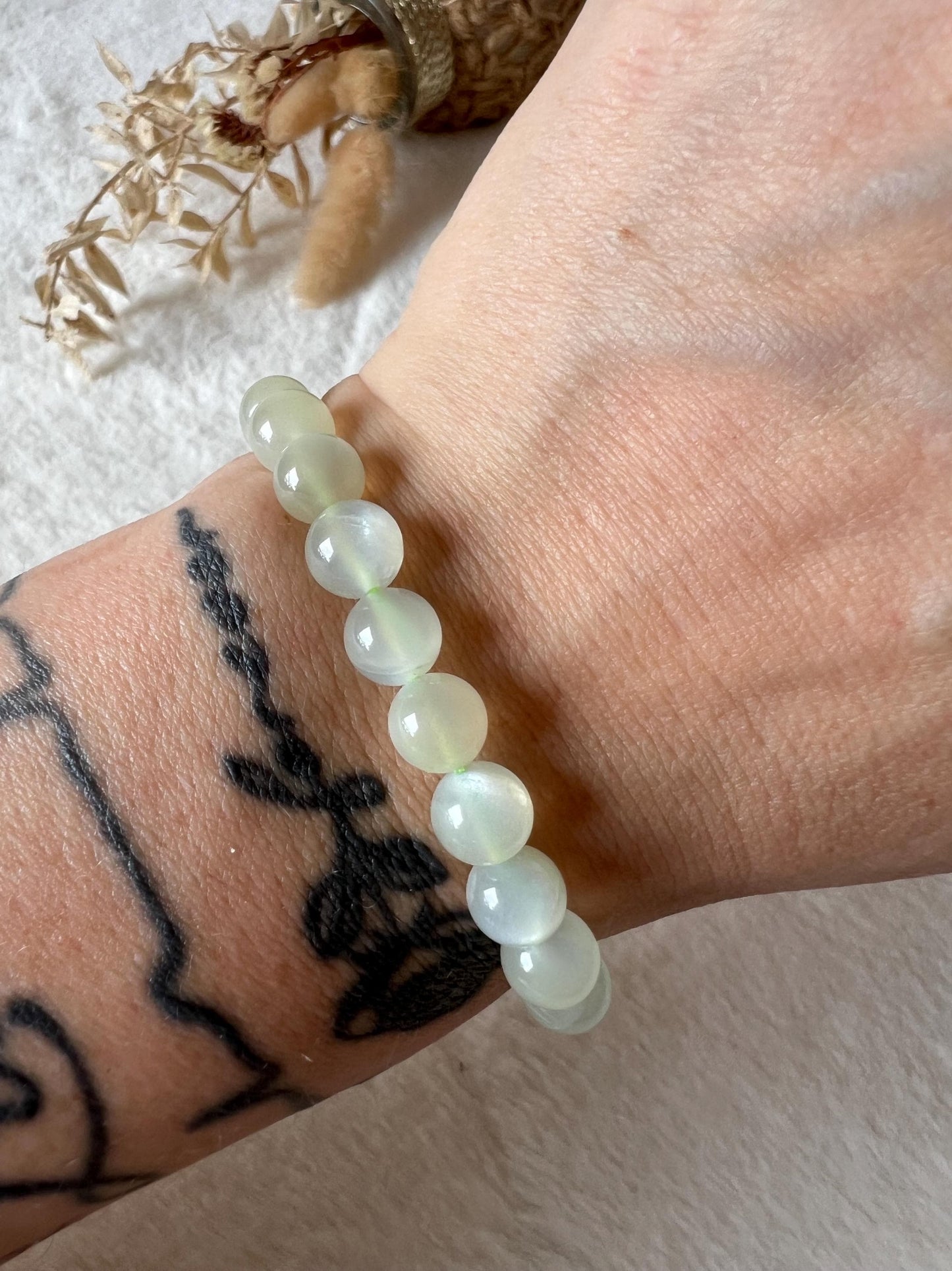 Grüner Mondstein Armband | Echter Mondstein Schmuck | Hellgrüner Naturstein | Edelstein Armband