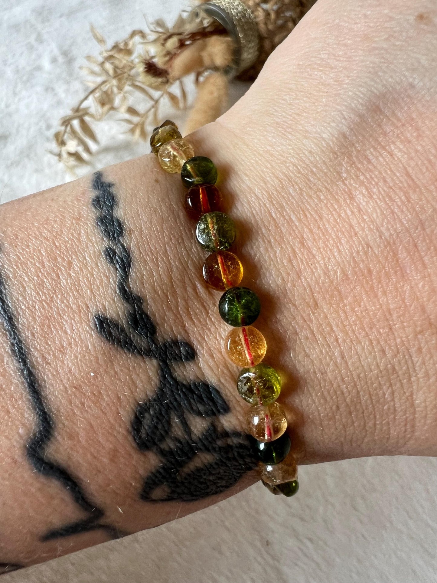 Turmalin Armband | Echter Turmalin Schmuck | Grüner Turmalin | Gelber Turmalin | Edelstein Armband