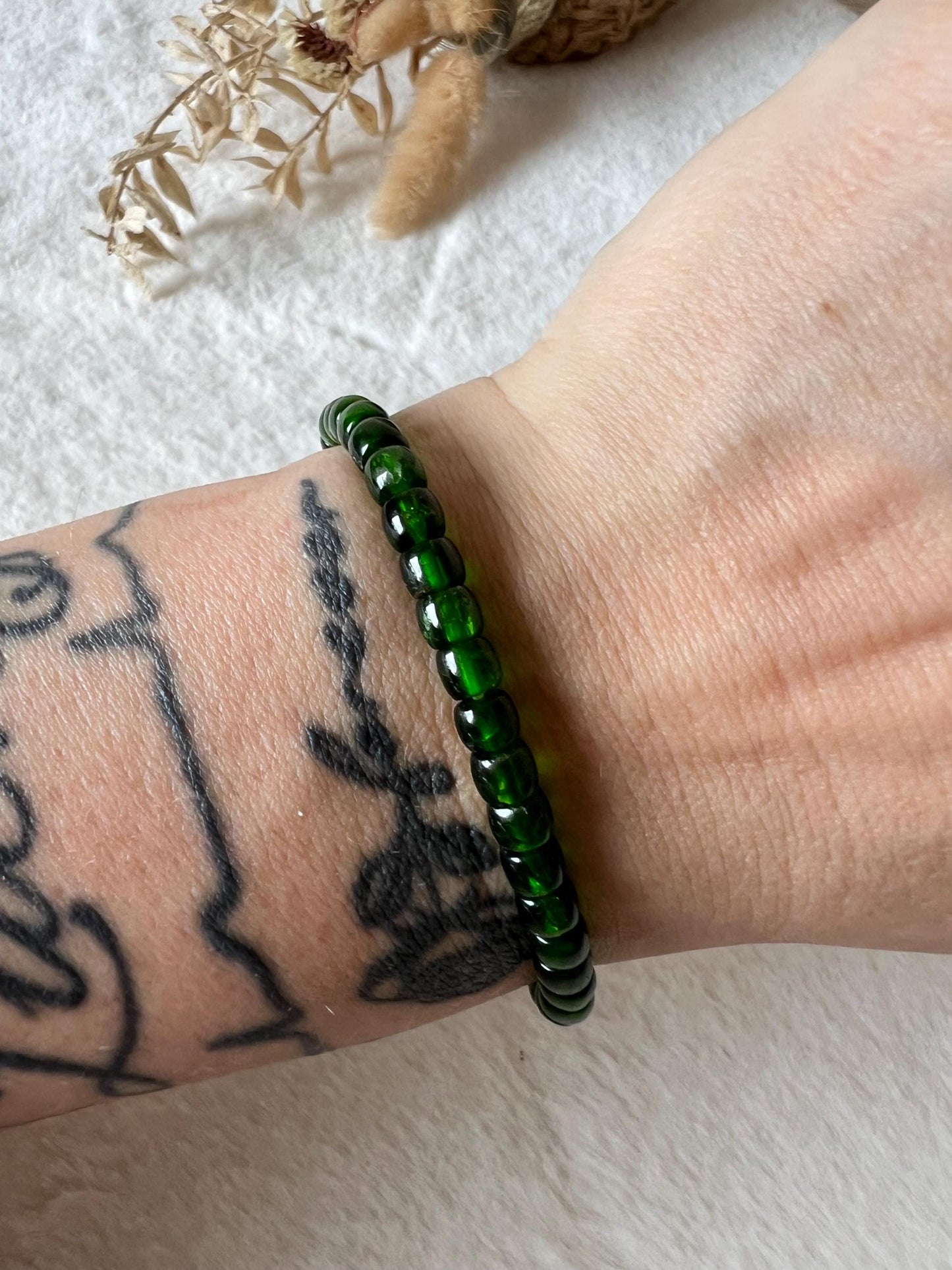 Chromdiopsid Armband | Echter Diopsid Schmuck | Smaragdgrüner Naturstein | Edelstein Armband