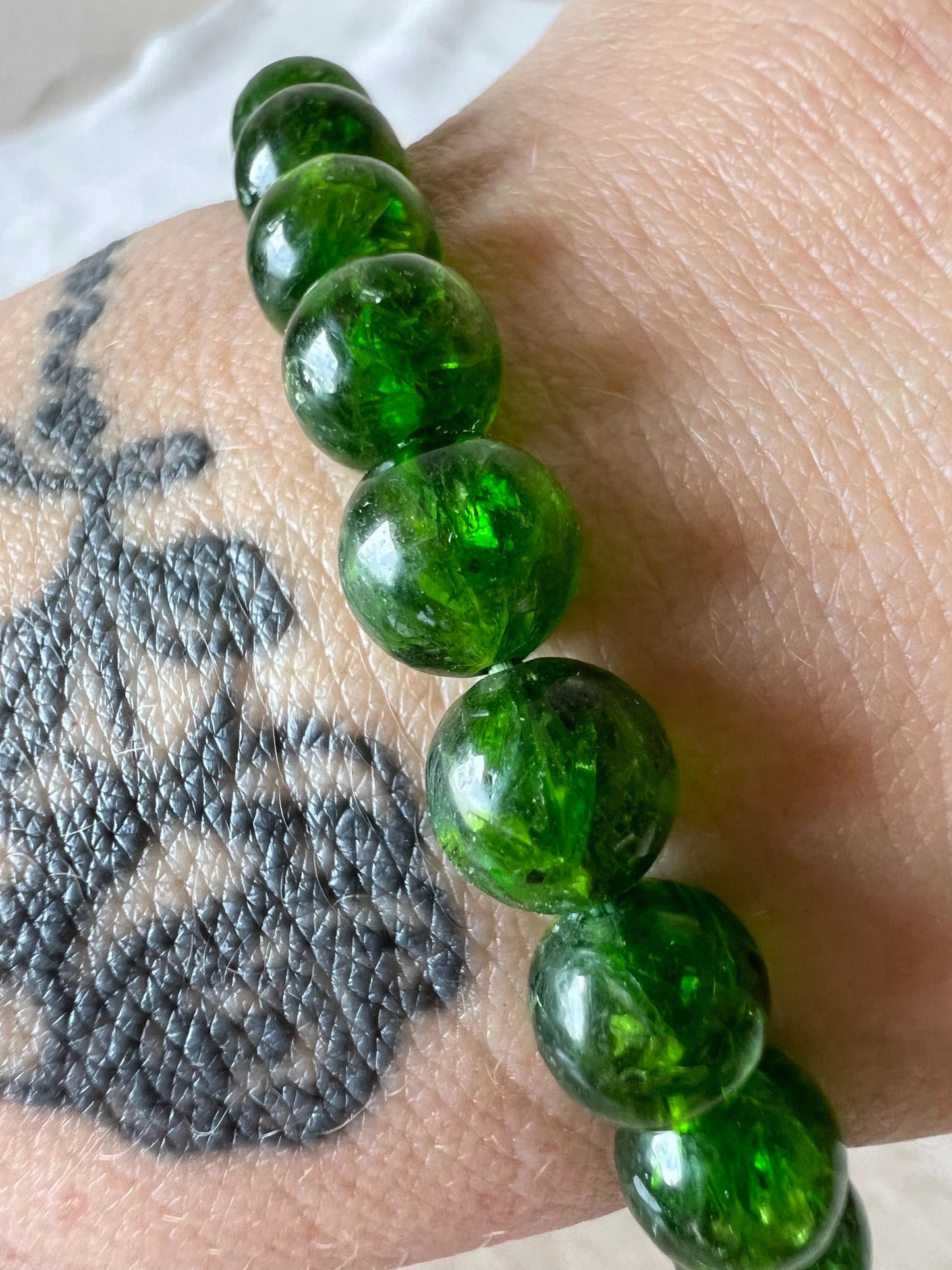 Chromdiopsid Armband | Echter Diopsid Schmuck | Smaragdgrüner Naturstein | Edelstein Armband
