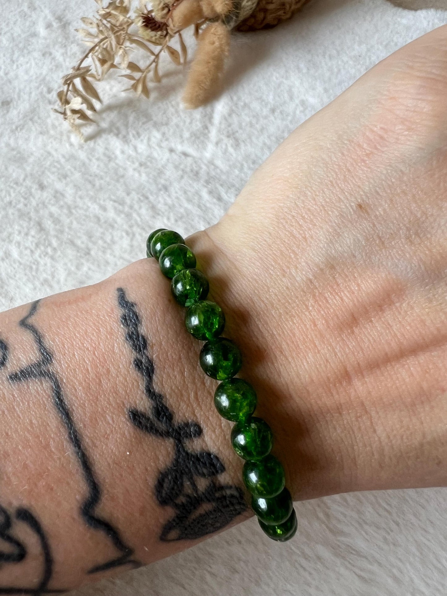 Chromdiopsid Armband | Echter Diopsid Schmuck | Smaragdgrüner Naturstein | Edelstein Armband