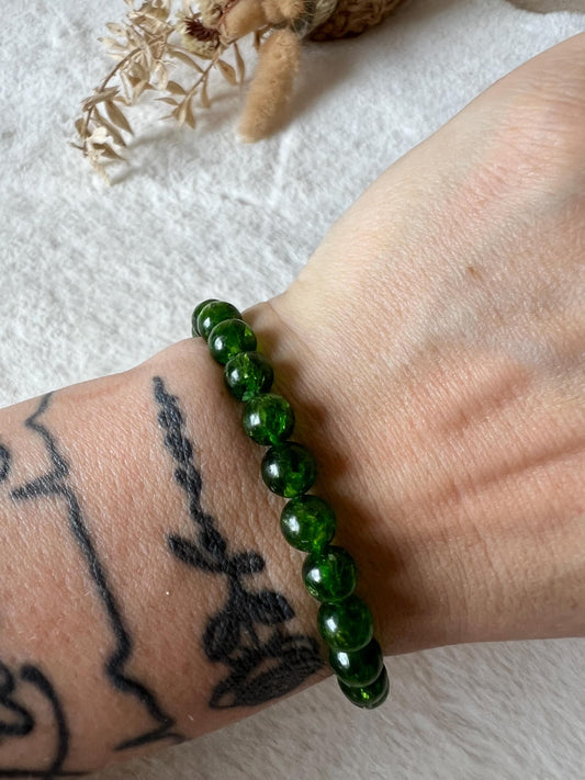 Chromdiopsid Armband | Echter Diopsid Schmuck | Smaragdgrüner Naturstein | Edelstein Armband