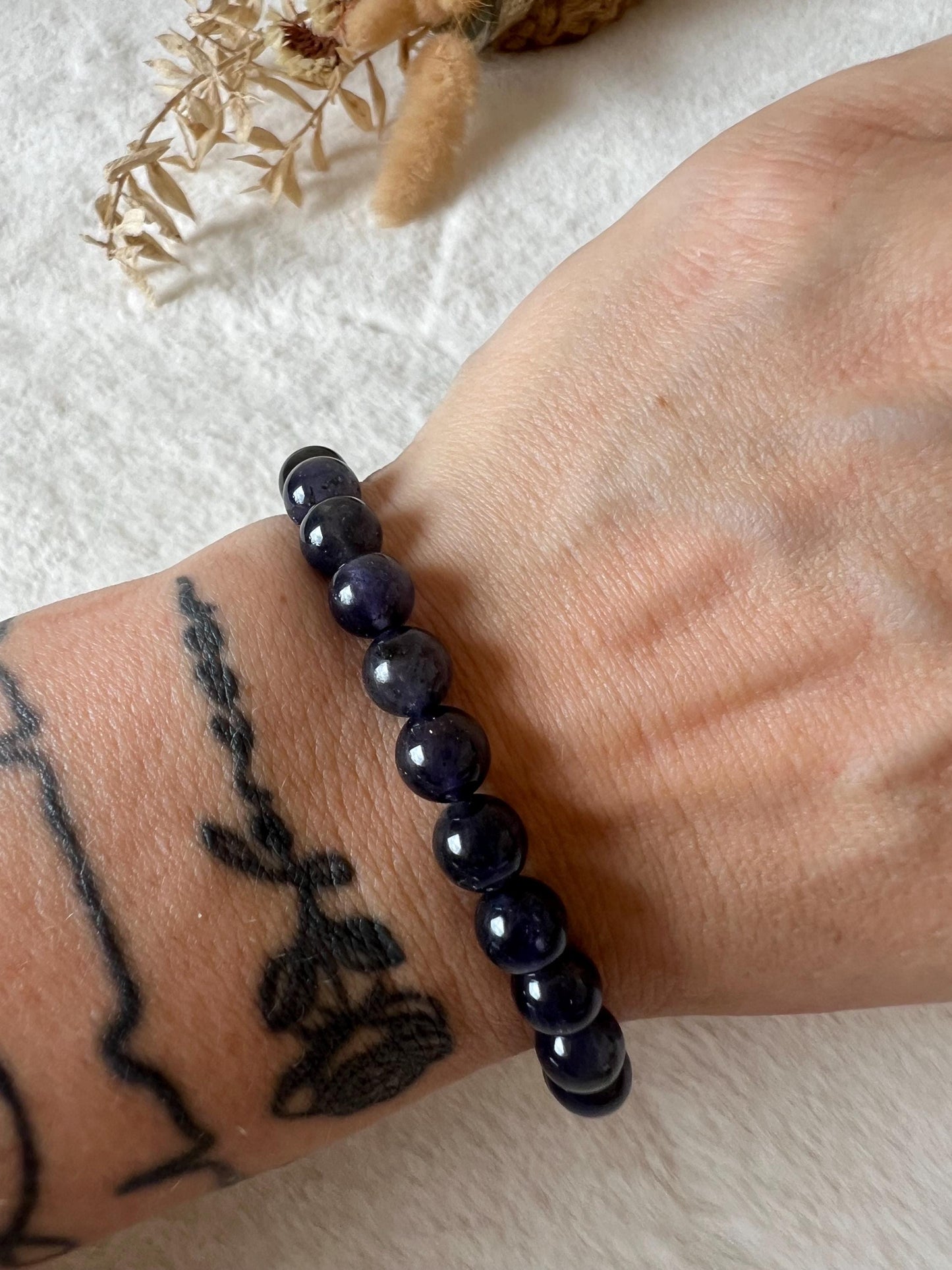 Iolith Armband | Echter Iolith Schmuck | Wikingerstein Edelstein | Blau Violetter Naturstein