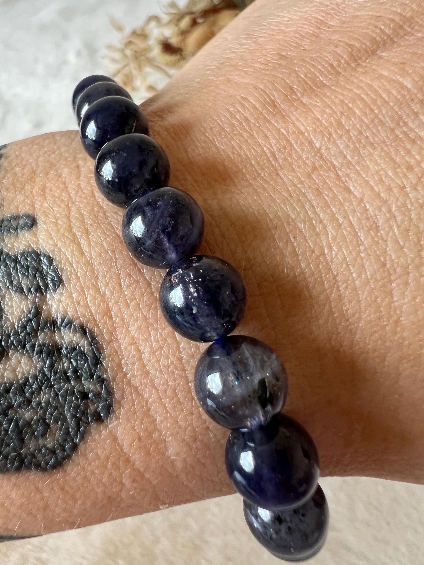 Iolith Armband | Echter Iolith Schmuck | Wikingerstein Edelstein | Blau Violetter Naturstein