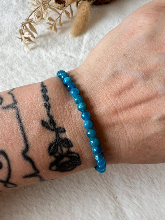 Apatit Armband 6 mm oder 8 mm | Hochwertiger blauer Apatit | Edelstein Armband | Naturstein Schmuck
