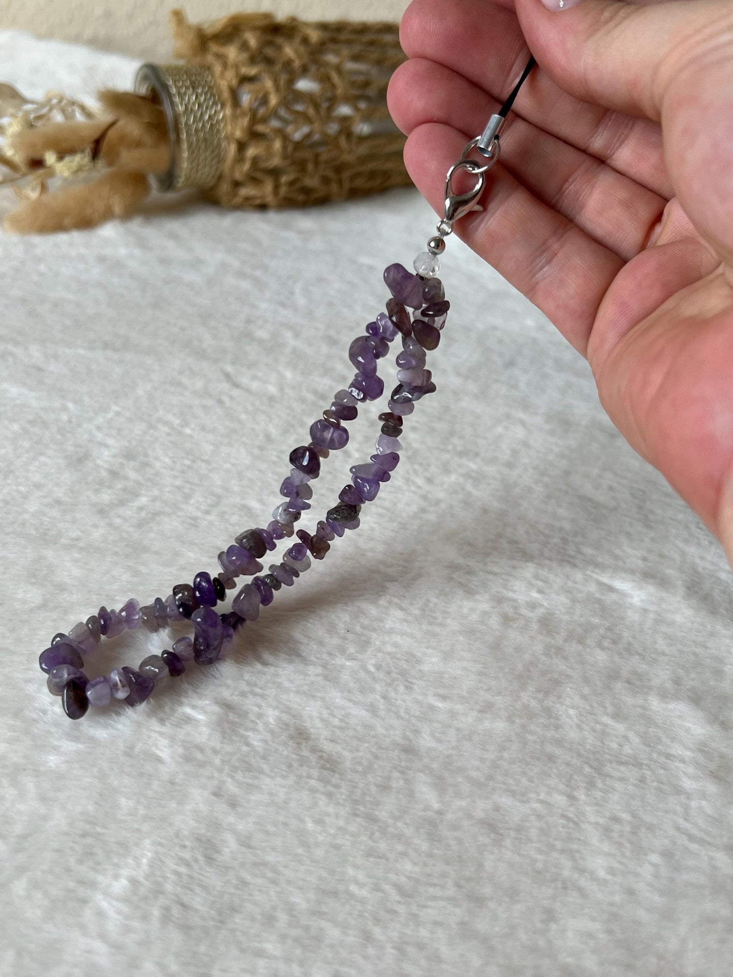Edelstein Handyanhänger | Handykette | Schlüsselanhänger | Opalit | Karneol | Amethyst | Aventurin | Silversheen Obsidian