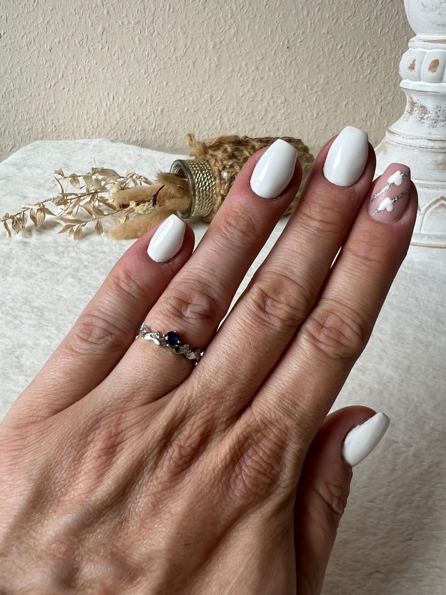 925 Silber Saphir Ring mit Moissanite – Größenverstellbar | Echter Saphir | Edelsteinring | Sterling Silber | Geschenk für Damen