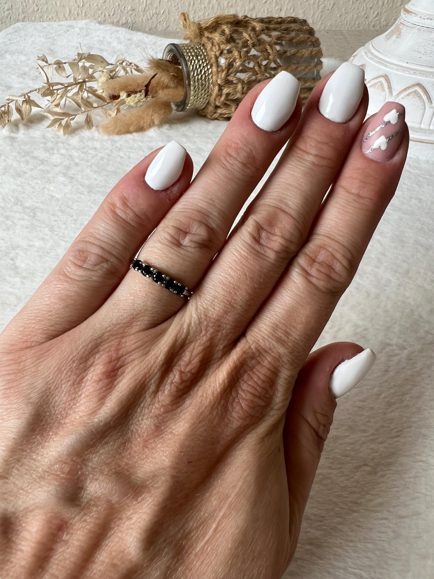 925 Silber Obsidian Ring | 5 Schwarze Obsidiane | Edelsteinring | Sterling Silber | Geschenk für Damen