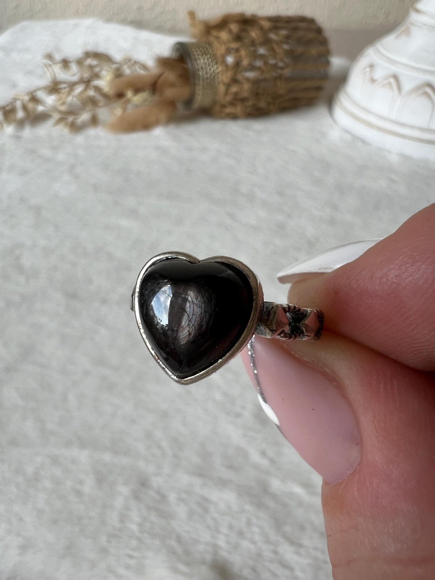 Hypersthen Herz Ring 925 Silber | Echter Hypersthen | Herz Edelsteinring | Sterling Silber | Geschenk für Damen