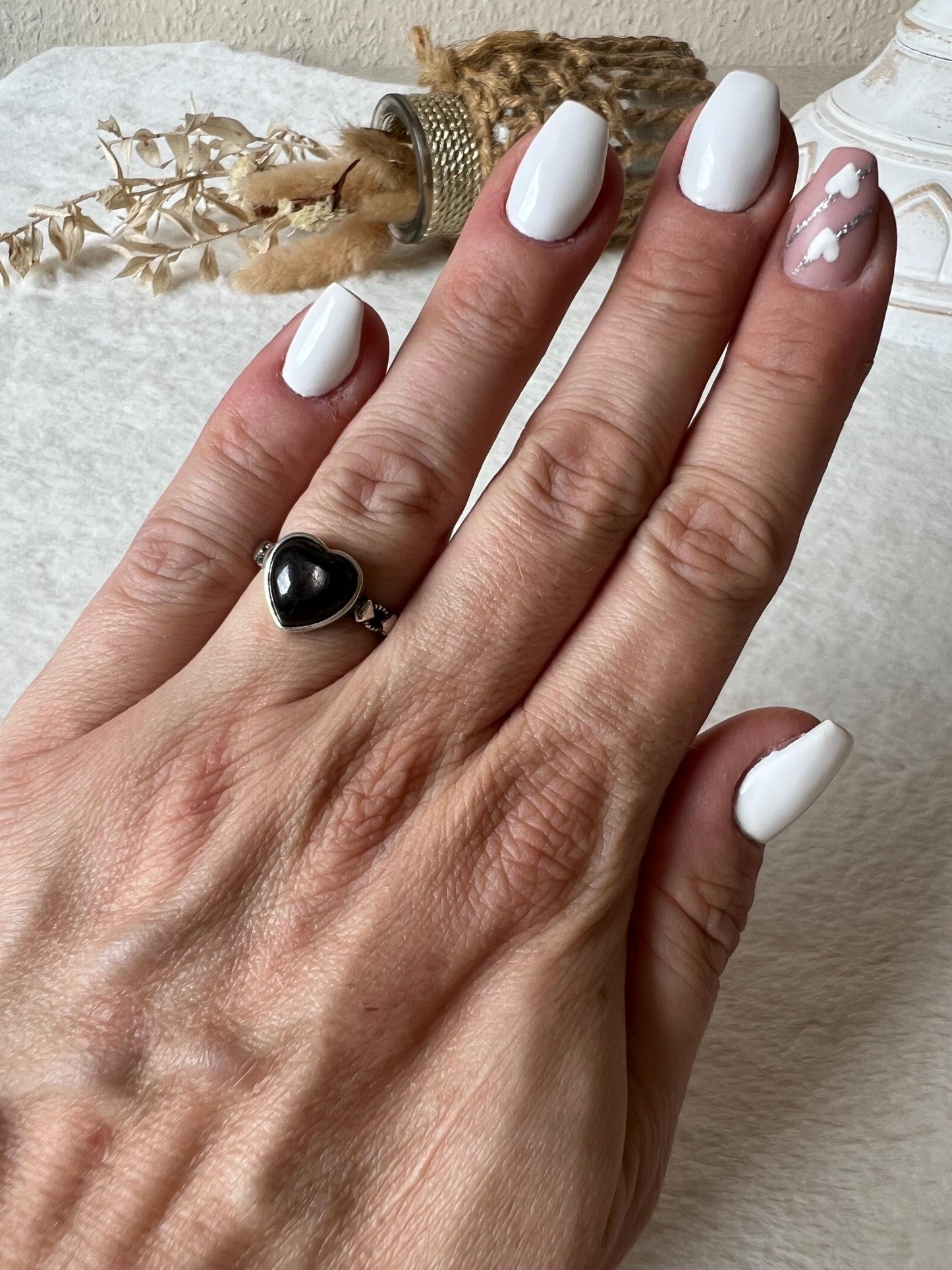 Hypersthen Herz Ring 925 Silber | Echter Hypersthen | Herz Edelsteinring | Sterling Silber | Geschenk für Damen