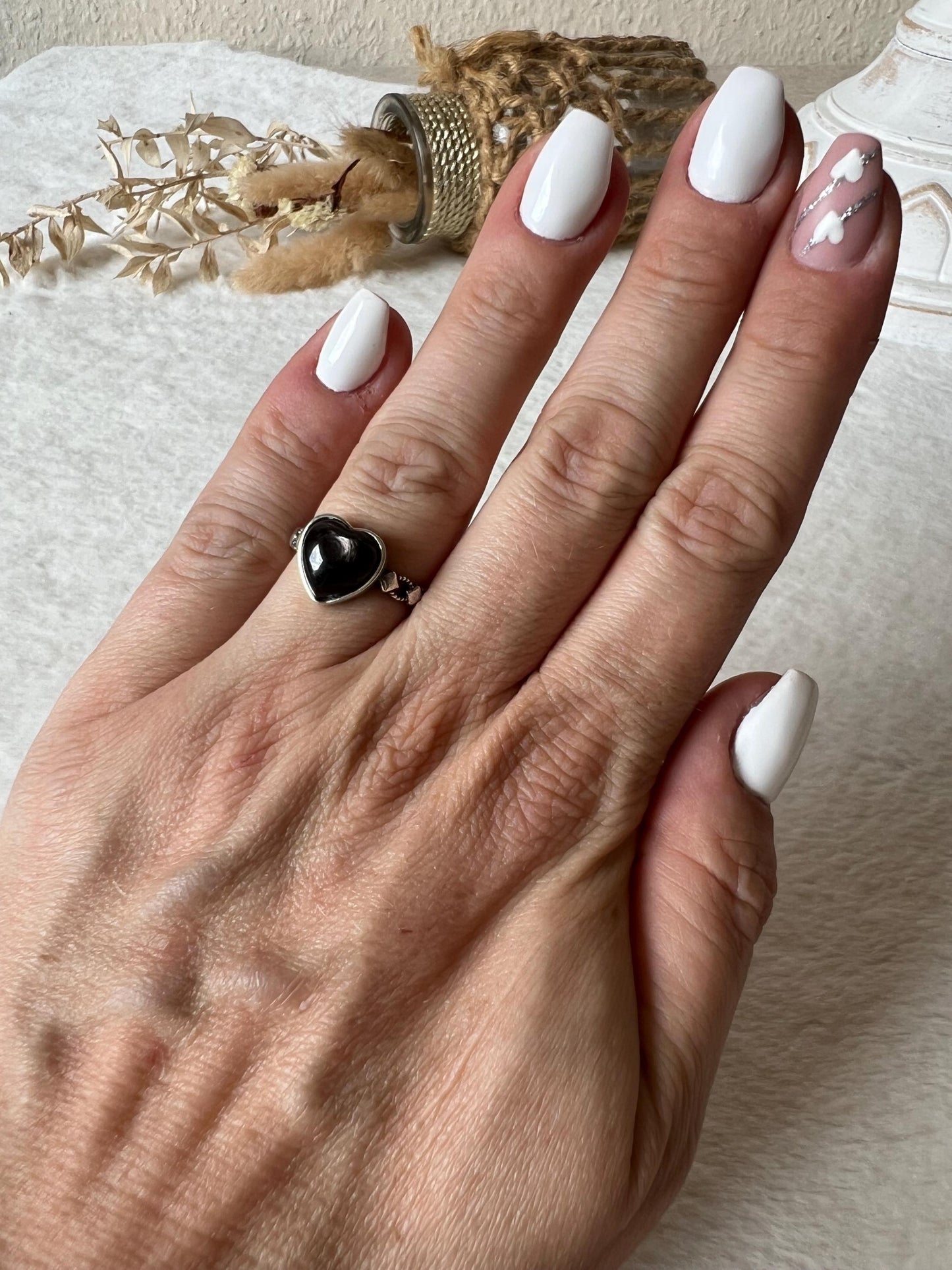 Hypersthen Herz Ring 925 Silber | Echter Hypersthen | Herz Edelsteinring | Sterling Silber | Geschenk für Damen