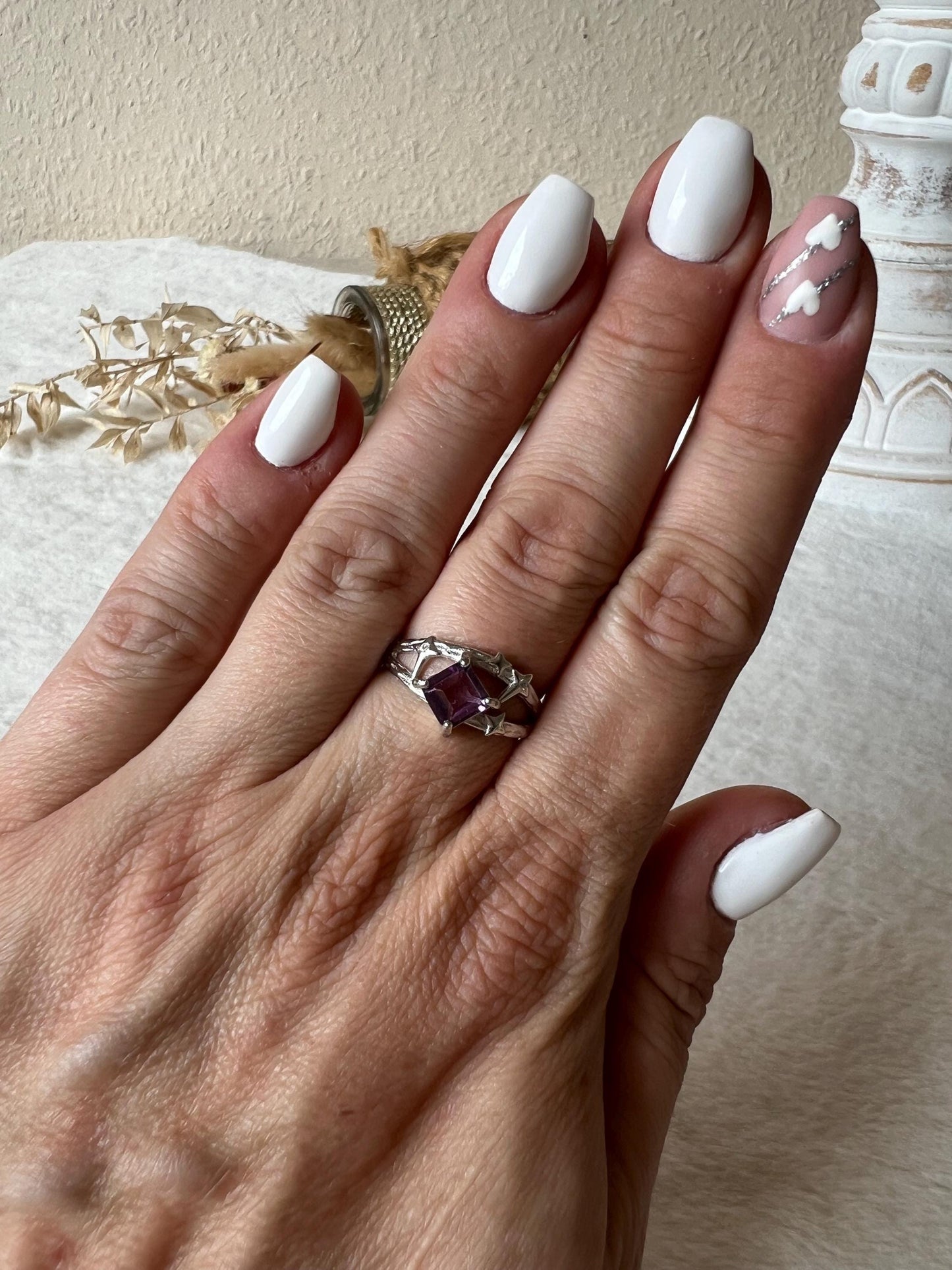 Amethyst Sternenring – 925 Silber | Echter Amethyst | Edelsteinring | Geschenk
