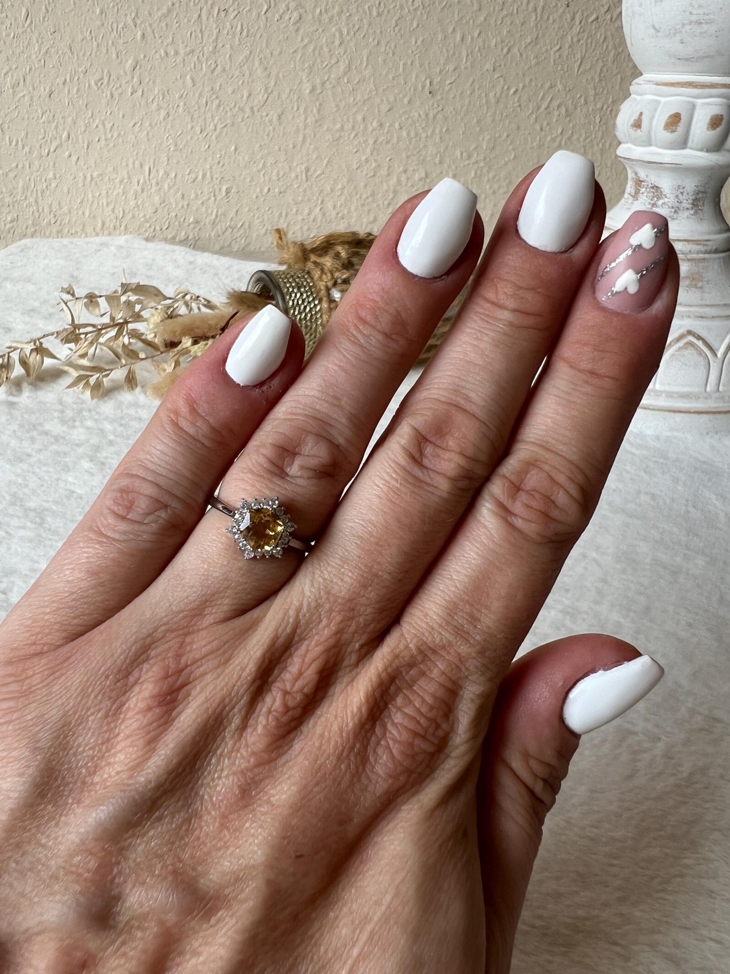Citrin Ring – 925 Silber | Echter Citrin | Moissanite | Sonnenring | Edelsteinring