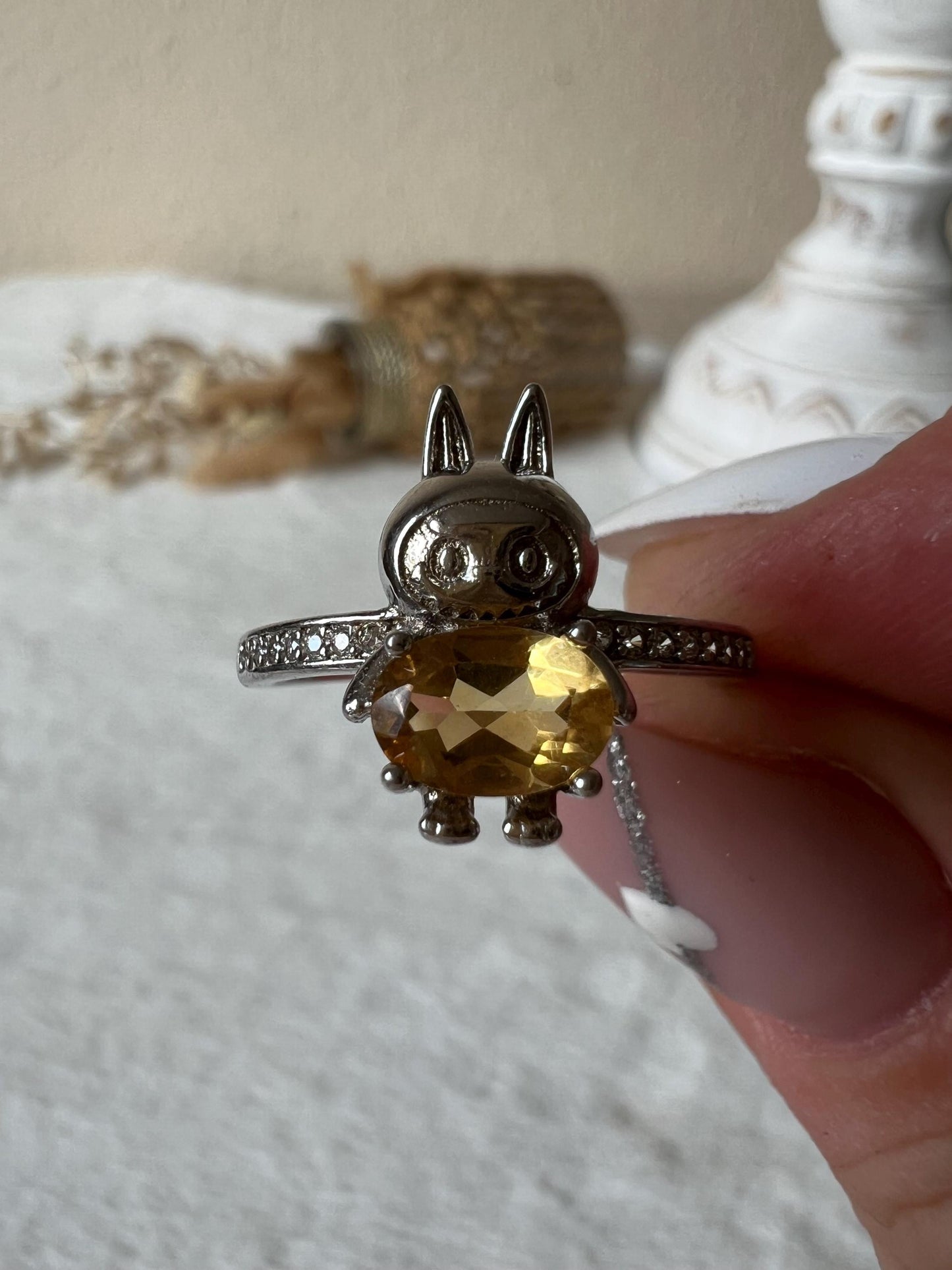 Labubsi Ringe – 925 Silber | Amethyst | Citrin | Moissanite | Süßer Statement Ring